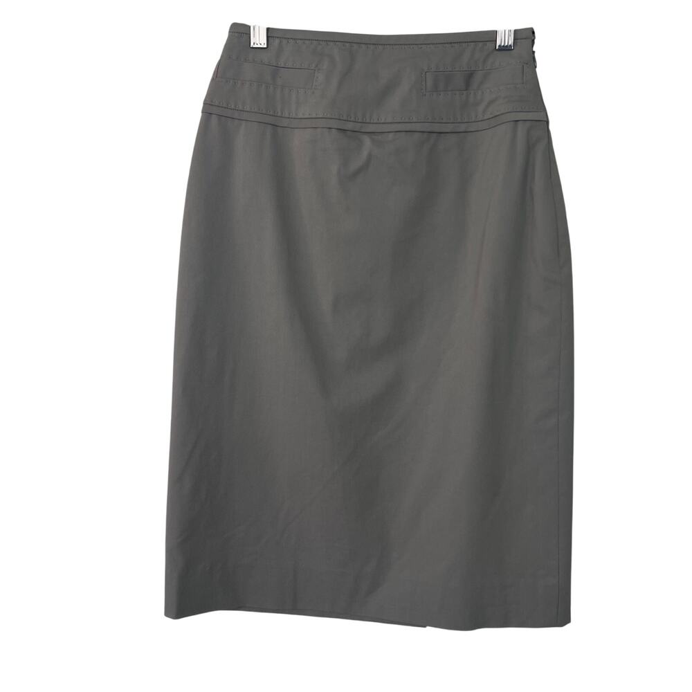 Etcetera‎ NWOT Size 0 Gray Pencil Skirt Button Detail Back Slit Career Office